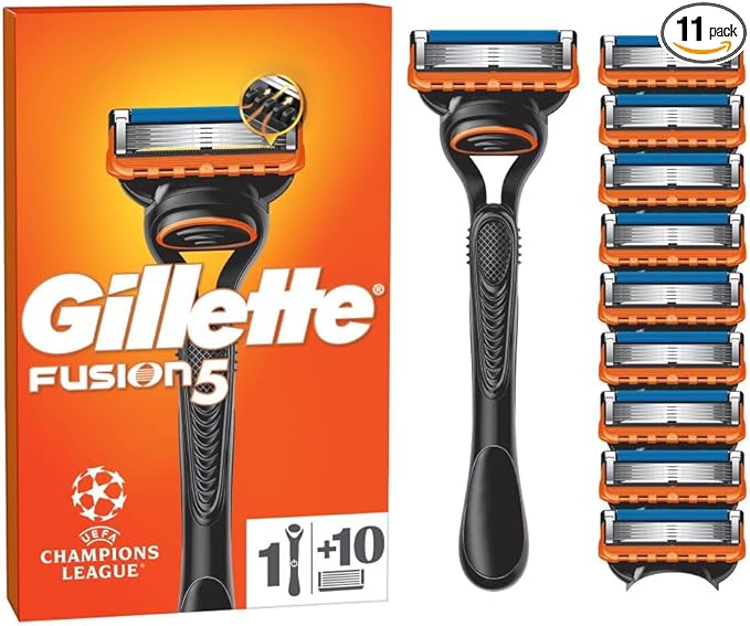 Gillette Fusion5 Razor for Men, 1 Gillette Razor, 10 Blade Refills