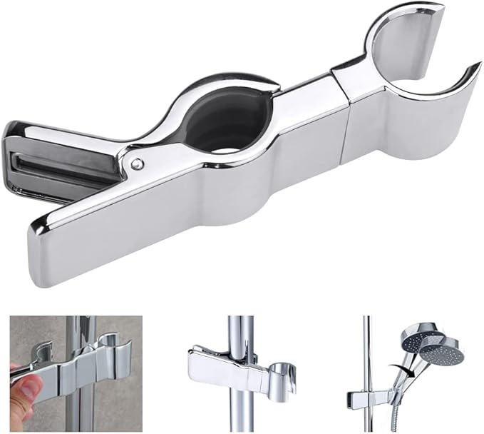Shower Head Holder,45° Rotation Adjustable Shower Head Bracket Universal 18-25mm Shower Head Rail Holder Bracket Replacement for Bathroom Shower Slider Pole