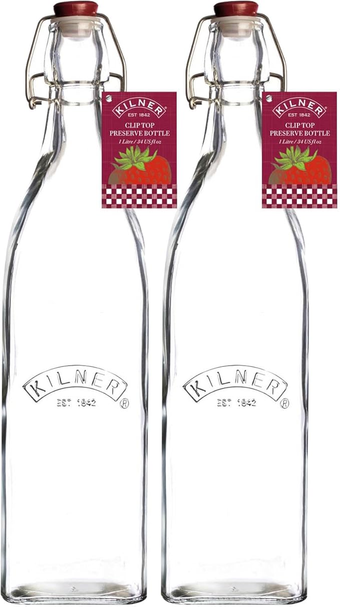 Kilner Clip Top Preserver Bottle 1Litre (Twin Pack)