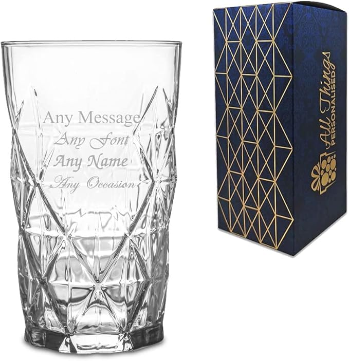 Personalised Engraved Keops Hiball Gin or Cocktail Glass Comes with Gift Box, Personalise with Any Message for Any Occasion - Product Engraved in The UK