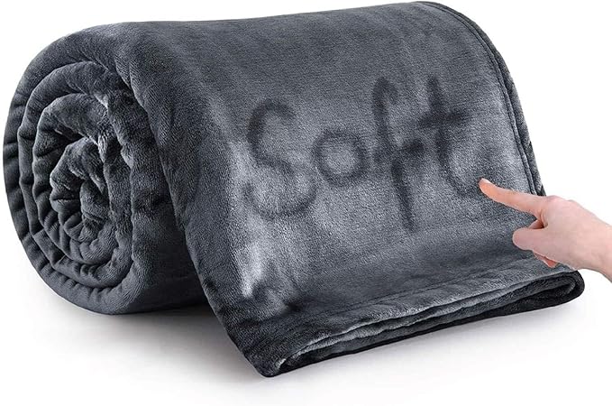 MOONLIGHT20015 Fleece Throw Blanket Dark Grey 5ft x 6.5ft - Soft Cosy Fluffy Blankets for Sofa/Couch/Bed, Warm Double Throws for Audlts Twin Size, Dark Gray, 150x200 cm