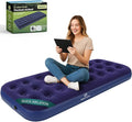 Green Haven Single Flocked Airbed – Lightweight Inflatable Camping Mattress with Waterproof Flocked Top – Portable Single Air Bed for Adults & Kids – Ideal for Festivals, Camping & Guest Use