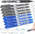 8 Erasable Pens Black Blue, Rub Out Pens Ink Eraser Pen with Rubber, Friction Pen with Rubbers on the End, 0.5mm Erasable Gel Biro for Writing