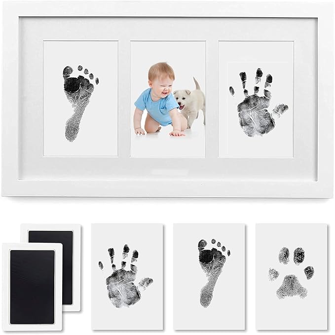 Baby Handprint and Footprint Kit, Baby Framed Photo Kit with 100% Clean-Touch Ink Pad for Newborn Baby, Perfect baby gift