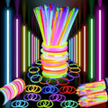 Premium Christmas Party Glow Sticks for Kids- 50 Pcs Glow in the Dark Sticks with Connectors- 8 inch Glow Sticks Bulk Pack- Glow Neon Bracelets- Ultra Bright Party Supplies- Christmas Party - 50 Pack