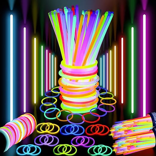 Premium Christmas Party Glow Sticks for Kids- 50 Pcs Glow in the Dark Sticks with Connectors- 8 inch Glow Sticks Bulk Pack- Glow Neon Bracelets- Ultra Bright Party Supplies- Christmas Party - 50 Pack