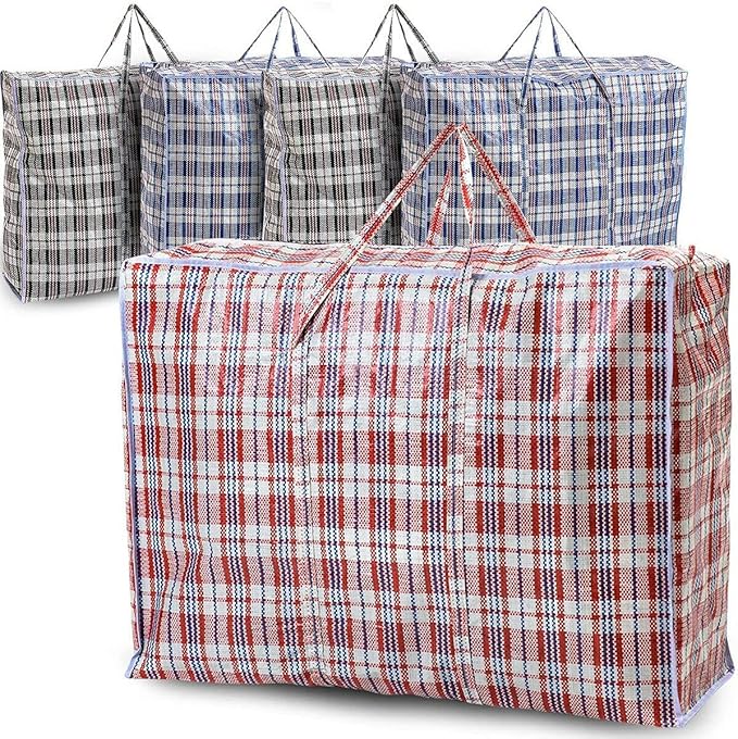 REQUISITE NEEDS 5 PACK Strong Extra large Jumbo Storage Laundry zipped bag Reusable (80 x 60 x 28 CM)