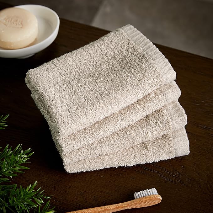Catherine Lansfield Quick Dry Cotton Face Cloth 4 Pack Natural