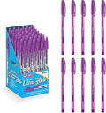 Lotus Pack of 10 Coloured Ink Medium Point Nib Ultra Glide Smooth Ink Precision Ballpoint Pens (Purple, 10 Pack)