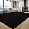 Aspire Homeware Rugs Living Room 120 x 170 Cm - Black Fluffy Rug - Area Rugs for Bedroom Large Modern Shaggy Rug Super Soft Non Slip Thick Pile
