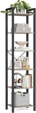 VASAGLE 6-Tier Bookshelf, Bookcase, Shelving Unit, for Office, Study, Living Room, Bedroom, 30 x 40 x 187.5 cm, Industrial, Heather Greige and Ink Black LLS101B02