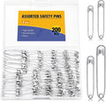 200 Pcs Safety Pins, 4 Sizes Small Medium Large Safety Pins for Clothes, Safety Pin Heavy Duty for Arts, Crafts, DIY Jewellery and Sewing