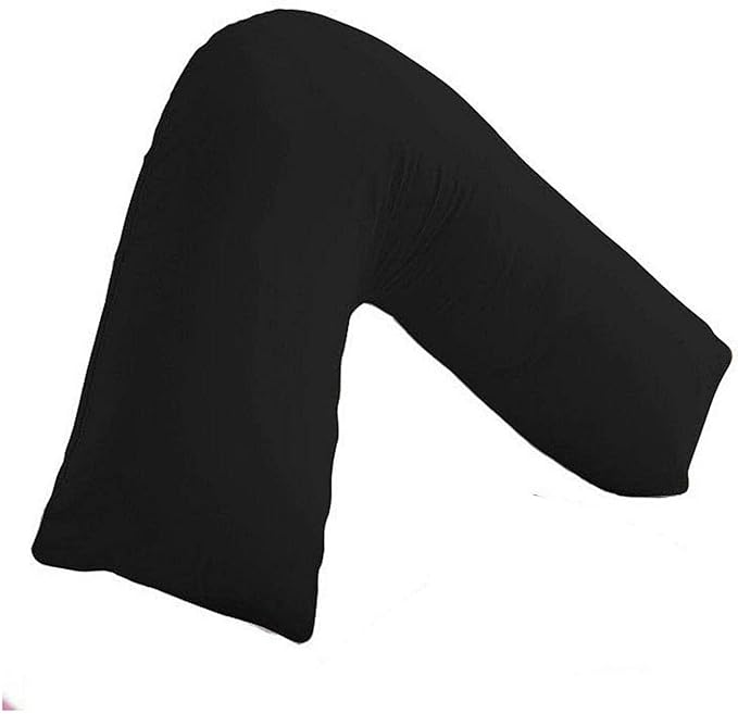 V Shaped Luxury Support Pillow Black Orthopedic Maternity Extra Filled For Neck And Back Support With Cushion (Black)