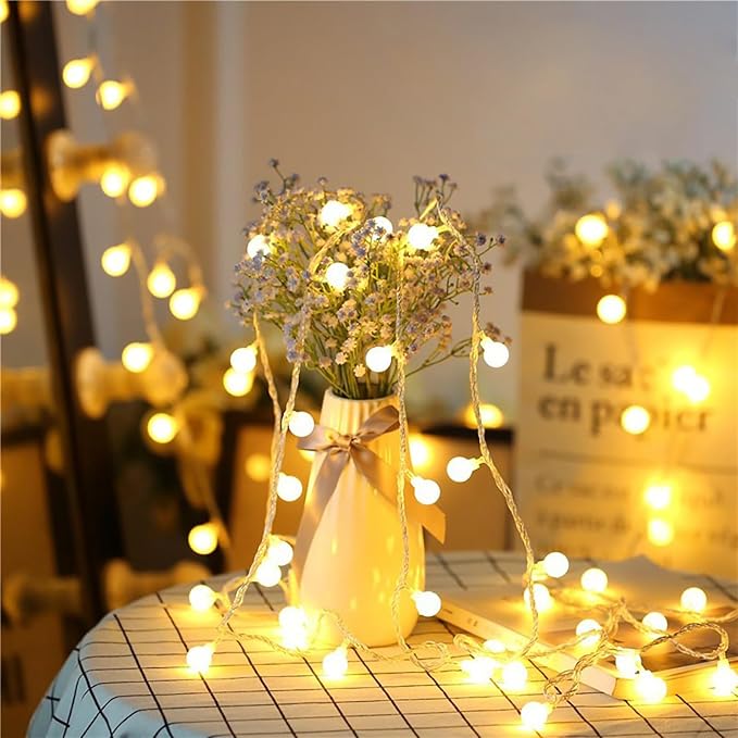 Globe Fairy Lights, 15M/49ft 100 LED Fairy String Lights with Remote - USB or Battery Powered - 8 Modes - Outdoor Indoor Globe String Lights for Christmas, Bedroom, Garden, Balcony[Energy Class D]