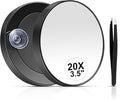 MIYADIVA 20X Magnifying Mirror, 20X Magnifying Mirror Suction Cup and Tweezers, As a Mganifying Makeup Tools, Pocket Set for Eyes Makeup 3.5 Inches