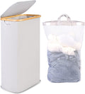 efluky 63L Slim Laundry Baskets with Lid, Collapsible Laundry Hamper with Removable Bag, Small Slimline Washing Basket for Dirty Clothes, Cloth Storage Basket Light Grey