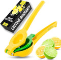 Zulay Kitchen Metal 2-In-1 Lemon Lime Squeezer - Hand Juicer Lemon Squeezer Gets Every Last Drop - Max Extraction Manual Citrus Juicer - Easy-to-Use Lemon Juicer Squeezer Lemon Squeezer Manual