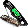 Meat Thermometer Digital,Instant Read Food Thermometer with Backlight LCD Screen, IP67 Waterproof Foldable Long Probe & Auto On/Off, Perfect for Cooking,BBQ,Candy Making (Black)