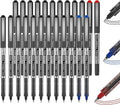 Shuttle Art Rollerball Pens, 25 Pack (21 Black, 2 Blue, 2 Red) 0.5mm Liquid Ink Pens, Quick Drying & Long Lasting Extra Fine Point Pens for Writing, Journaling, Notes Taking School Office Supplies