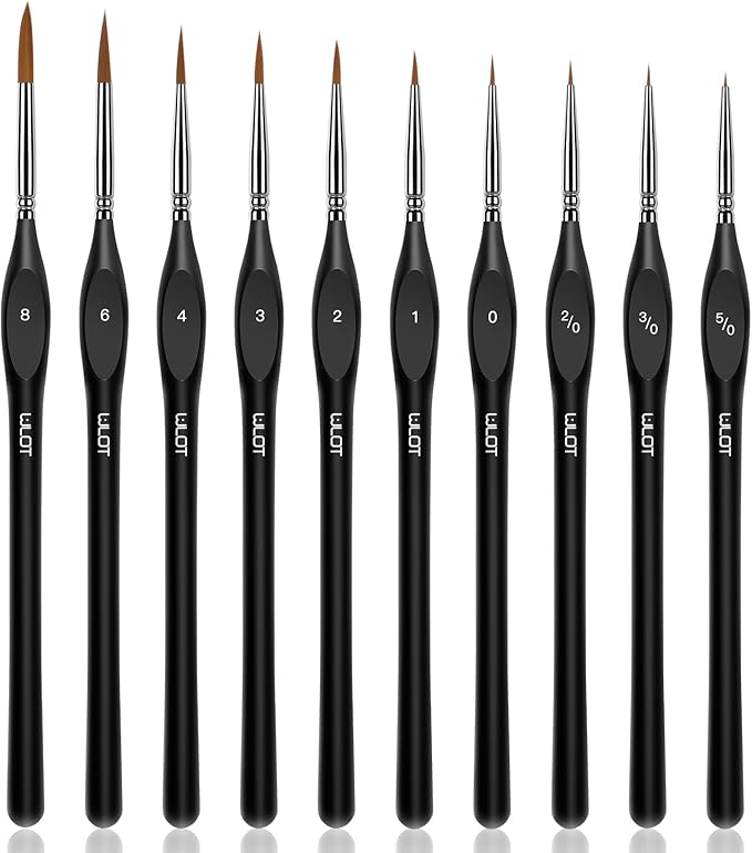Fine Detail Brushes with Triangular Handles,10 Miniature Brush for Fine Detailing & Art Painting,Acrylic&Nail, Models,Watercolour, Miniatures,Oil, Wargaming Figures.(golden maple series）