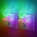 Emeritpro Dinosaur Night Light Plug in Wall, Dusk to Dawn Sensor, Warm White+RGB Colour Changing, 0.5W Low Energy, Plug in Night Light for Hallway, Kids Bedroom, Room Decor, Girls Gift, 2 Packs[Energy Class F]