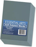 100 x 150mm Double Sided Soft Lino Polymer Blocks Pack of 10 – 3.2mm Thick Super Soft Printing Sheets for Carving Art and Craft – by Essential Arts