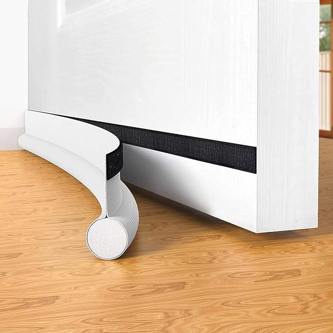 Draft ExcluderDoors,Door Draft Stopper Bottom One Sided Door Draft Blocker,37'' Cutable Under Door Draft Blocker Insulator Door Seal Weather Stripping Front Doors,White,White 1 Pack