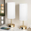 Aooshine Bedside Lamps Set of 2, Dimmable Lamp with White Shade, Small Touch Lamps for Living Room, Gold Base(Bulbs Included)[Energy Class F]