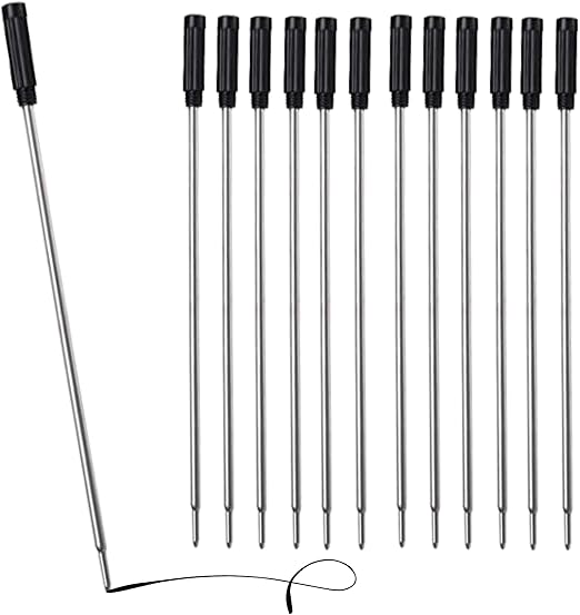 10 x Pack Black Ballpoint Pen Refills, Medium Size Tip 11.6cm, Cross 8513 Compatible, Ball Pen Ink Cartridges Fits Cross Ballpoint Pens for Smooth Writing (10)