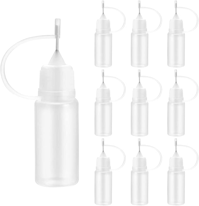 10Pcs Precision Tip Applicator Bottles,Liquid Dropper FillingBottles,10ml Precision Needle Tip Glue Bottle, Plastic Applicator Bottles with Needle Tip Caps for DIY Quilling Craft, Acrylic Painting