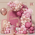 Dusty Rose Balloon Arch Kit, 152pcs Pink Garland Kit Gold Hot Pastel Orange Balloons Confetti for Wedding Birthday Party Bridal Shower Decorations, Medium
