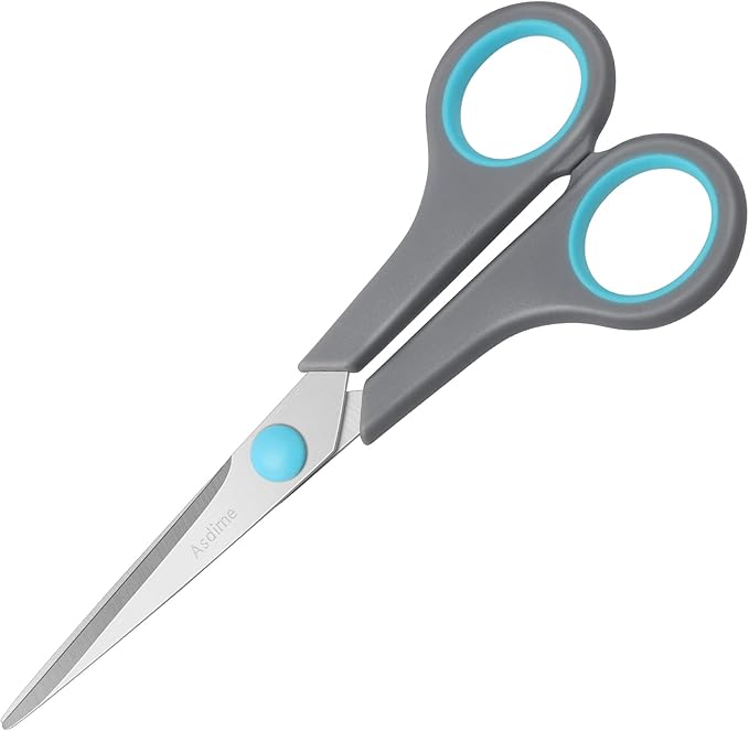 Scissors, Stainless Steel Blades, Soft Grip Handle, Suitable for Households,Offices and Schools, All Purpose, Blue/Grey, 16.2 cm