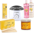 Mylee Complete Waxing Kit, Includes Salon Quality Wax Heater, Soft Cream Wax, Waxing Strips, Spatulas and Mylee Pre & After Care Lotion (Honey)