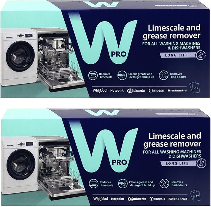 Hotpoint Dishwasher 3in1 Limescale Descaler & Detergent Remover 24 x 50g Sachets (2 Packs)