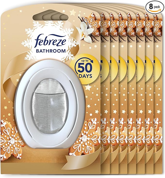 Febreze Bathroom Continuous Air Freshener Vanilla, Pack of 8, Fights Odours and Freshens
