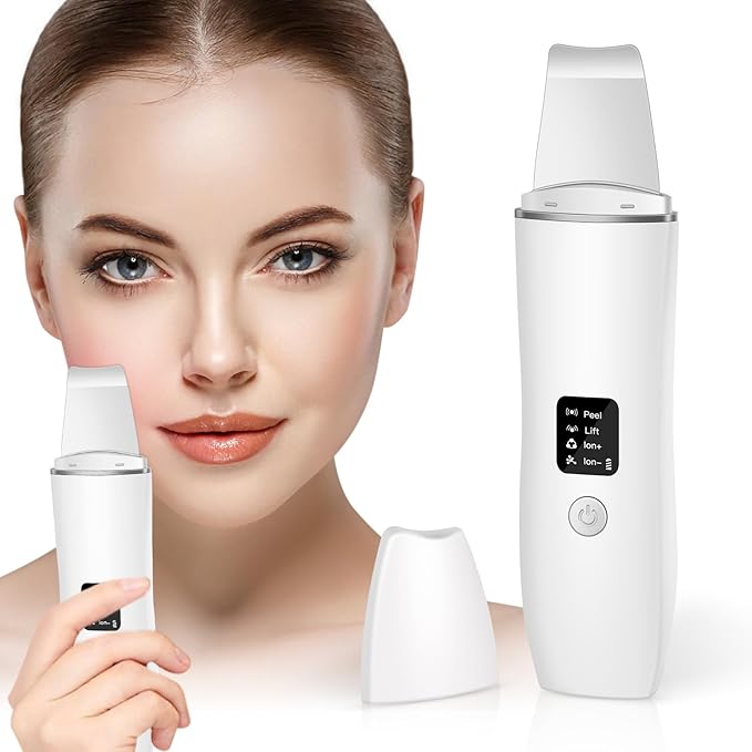 ACWOO Skin Scrubber, Ultrasonic Skin Spatula Blackhead Remover with 4 Modes, USB Rechargeable Facial Pore Cleaner Comedones Extractor Wrinkle Remover, Skin Care Tools for Facial Deep Cleansing
