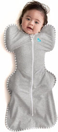 Love To Dream™ Swaddle UP™, Small 3.5-6 kg - Grey, Snug Fit, Supports Healthy Sleep Routine, 1.0 Tog - Ideal for 20-24°C Temperatures, Machine Washable Cotton & Double Zip for Easy Nappy Changes