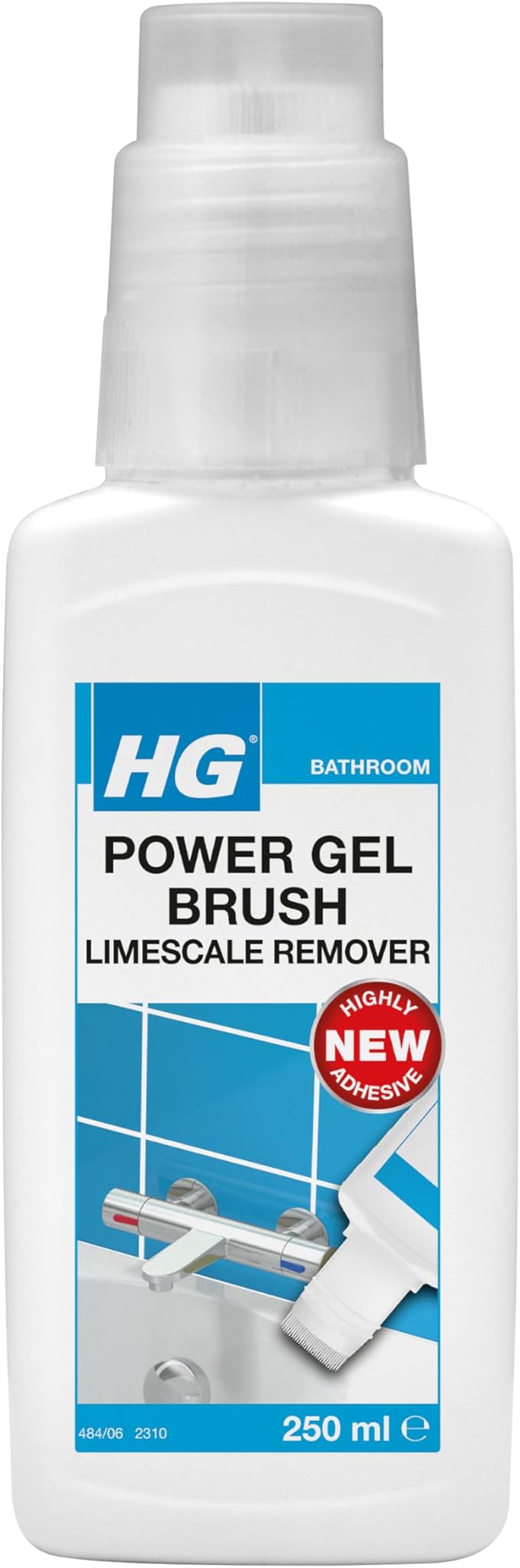 HG Power Gel Brush Limescale Remover, Limescale Cleaner & Descaler, Bathroom & Kitchen, Shower, Bath & Toilet Limescale Remover, Anti Limescale Gel & Brush Kit - 250ml