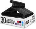Utopia Home 30-Pack Premium Plastic Clothes Hangers with Built-In Hooks – Durable Heavy-Duty Slim Space-Saving Black Hanger Set for Shirts, Coats, Blouses, Skirts