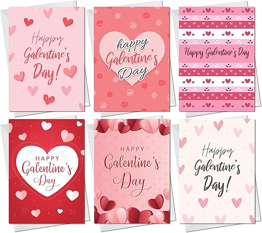 RED OCEAN Happy Galentine's Day Pack of 6 Valentines Day Cards For Best Friend, Galentines Day Card For Friend, Valentine's Day Card For Women Her