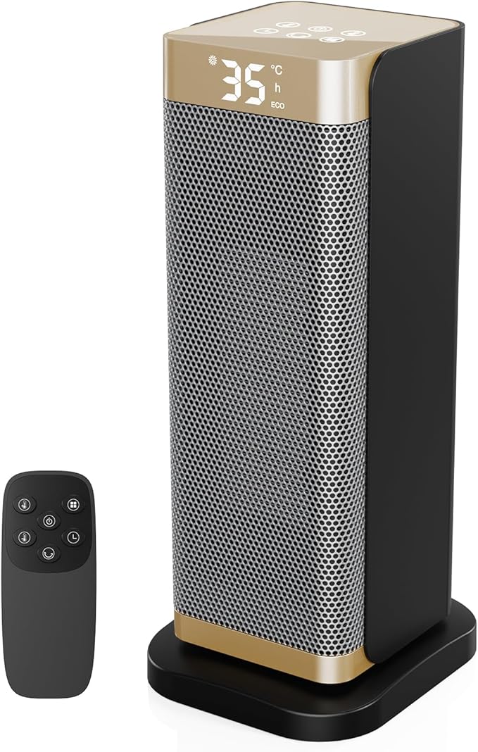 Portable Electric Heater - 2000W Energy Efficient Quiet Space Heater, 3 Modes, ECO Mode & 12H Timer, Tip-Over/Overheat Protection, 70° Oscillation with PTC Ceramic Heater Fan for Home[Energy Class A]