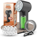 PORTENTUM Lint Remover – Electric Fabric Shaver – LED Display, 3 Speeds up to 9,000 RPM, 6-Blade Head, Up to 2h Runtime, USB-C Rechargeable, Compact and Powerful for Garments & Home Fabrics