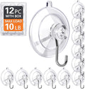 KORCCI Suction Hooks 12 Pack – Heavy Duty Clear Suction Cup Hooks, Reusable & Removable, 4.5KG Strong Hold with Stainless Steel Hook, for Bathroom, Shower, Window, Kitchen, Tile