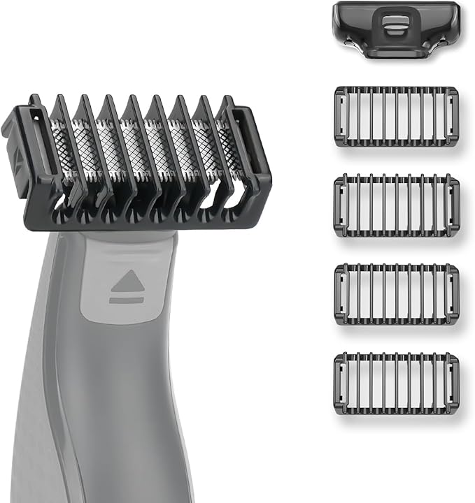 Double-Sided Attachments Compatible with O Blade & OBlade Pro QP2724 QP2520 QP2530 QP2620 QP2630 Trimmer, 4 Combs of 1, 2, 3 and 5 mm, Maintain Your Perfect Stubble Length