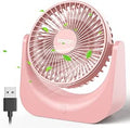 VOXON Small to Medium Pink Table Fan with 5 Speeds, USB-A Powered, 90° Vertical Rotation, Easy to Clean, Quiet (50 dB), Indoor Use, 5.5-Inch, 17 * 16 * 6 cm, 217g