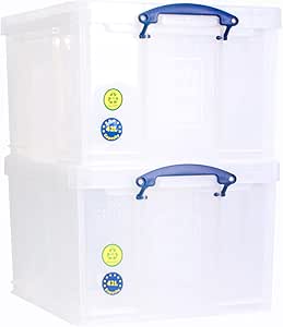 Really Useful Box Plastic Storage 42 Litre Clear (Pack Of 2)