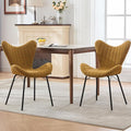 Mid-Century Dining Chairs Set of 2 Wing Back Upholstered Modern Armless Side Chairs with Metal Legs for Kitchen/Dining Room, Yellow