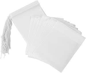 Tea Bags Empty Paper Tea Filter Bags Disposable Infuser with Drawstring,100 pcs (White)