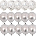 Vicor Silver Balloon,15 Pieces Metallic Silver Latex Balloons,12 inch Silver Confetti Balloons for Birthday Mother's Day Wedding Baby Shower Party Decoration