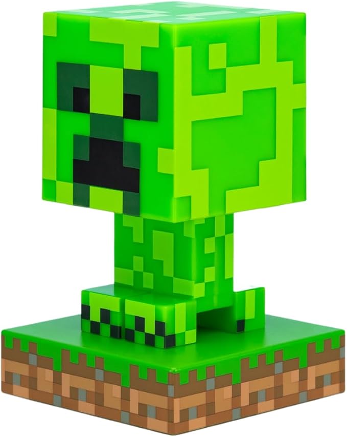 Minecraft Creeper Light, 3D Lamp - Officially Licensed Night Light - 12 cm Tall, Battery Powered, Gaming Room and Bedroom Decor for Minecraft Gamers | Paladone, Green